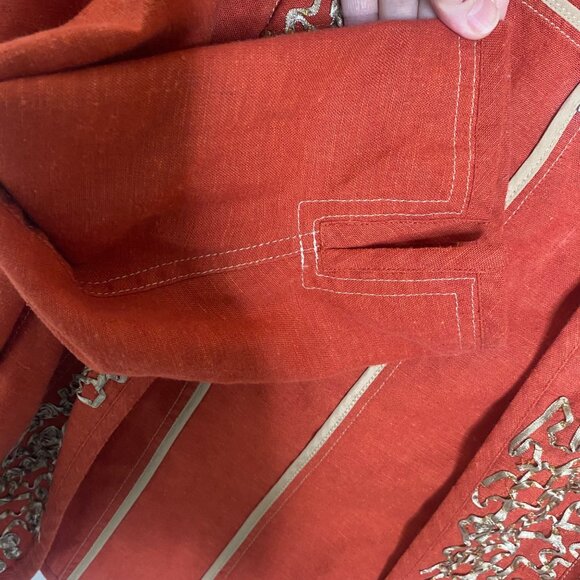 Coldwater Creek Linen Blend Cardigan Blazer Womens Size 20 Plus Size Orange Flor - Picture 10 of 14